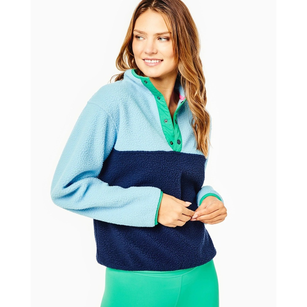 Addison Bay Blue Colorblock Pinehurst Fleece Sweatshirt Gorpcore Womens Small
